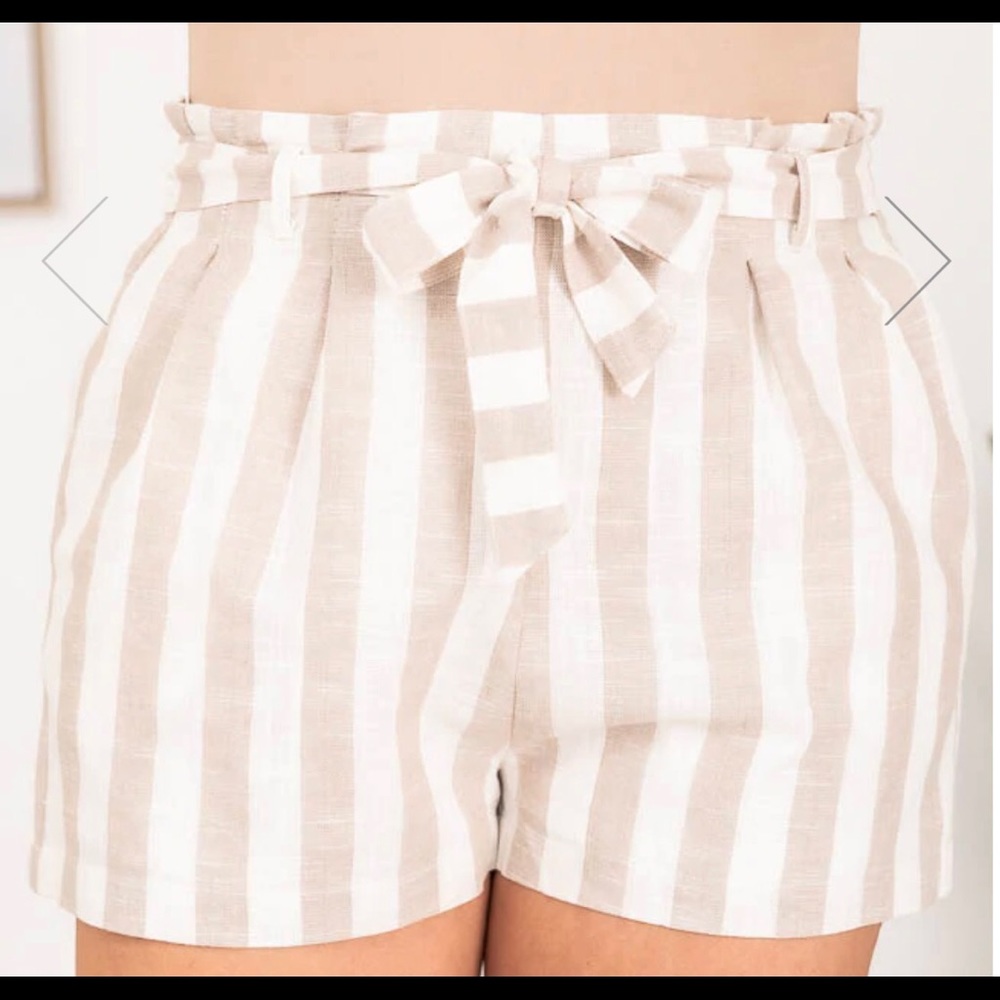 Beige and white stripped shorts